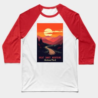 Great Smoky Mountains national park vintage travel poster Baseball T-Shirt